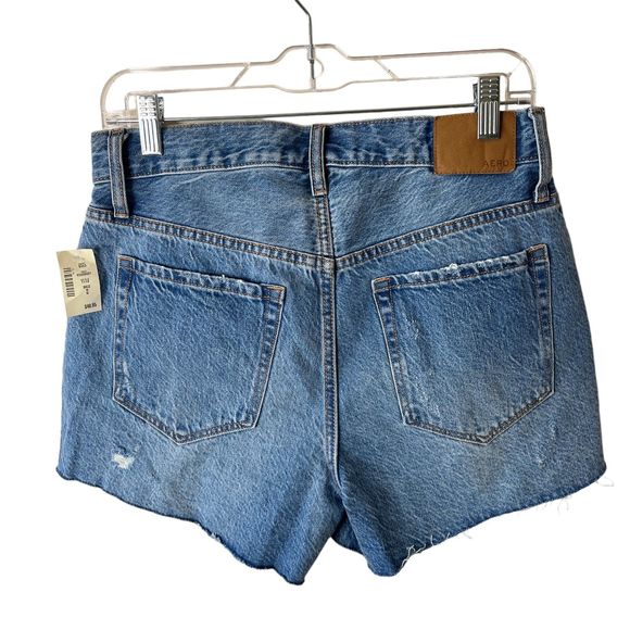 NWT Aero 90s High Rise Cut-Off 4" Jean Denim Shorts Sz 6 Raw Hem Button Fly - Picture 6 of 8